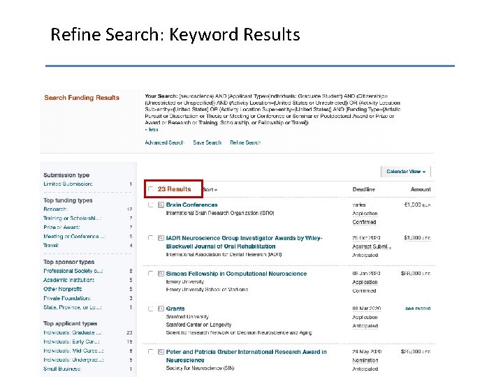 Refine Search: Keyword Results 