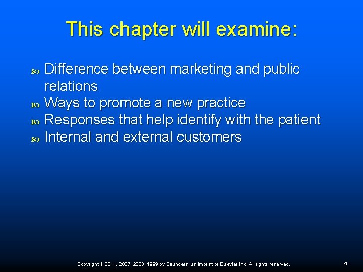 This chapter will examine: Difference between marketing and public relations Ways to promote a