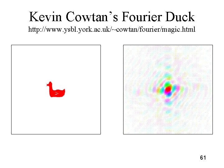 Kevin Cowtan’s Fourier Duck http: //www. ysbl. york. ac. uk/~cowtan/fourier/magic. html 61 