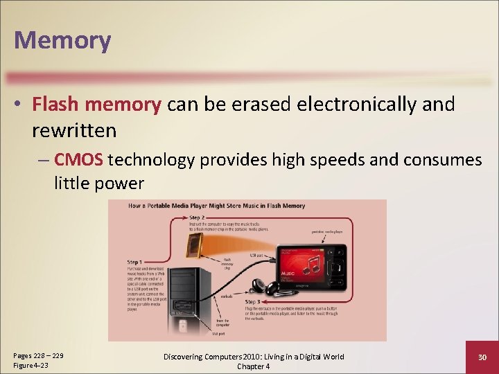 Memory • Flash memory can be erased electronically and rewritten – CMOS technology provides
