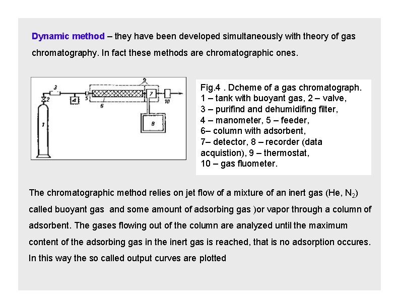Dynamic method – they have been developed simultaneously with theory of gas chromatography. In