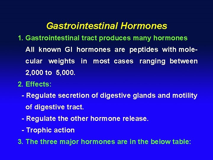 Gastrointestinal Hormones 1. Gastrointestinal tract produces many hormones All known GI hormones are peptides