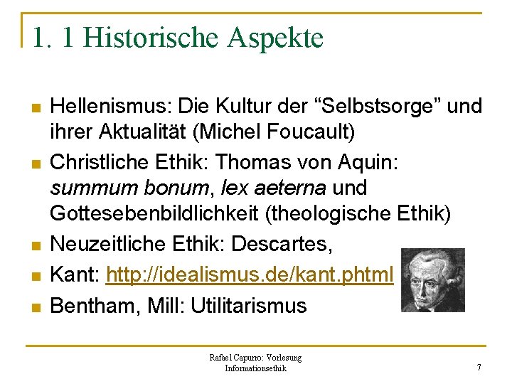 1. 1 Historische Aspekte n n n Hellenismus: Die Kultur der “Selbstsorge” und ihrer