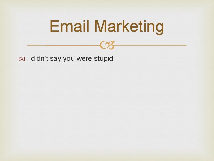 Email Marketing I didn’t say you were stupid 