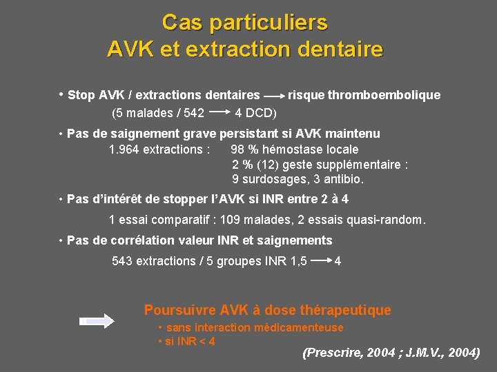 Cas particuliers AVK et extraction dentaire • Stop AVK / extractions dentaires risque thromboembolique