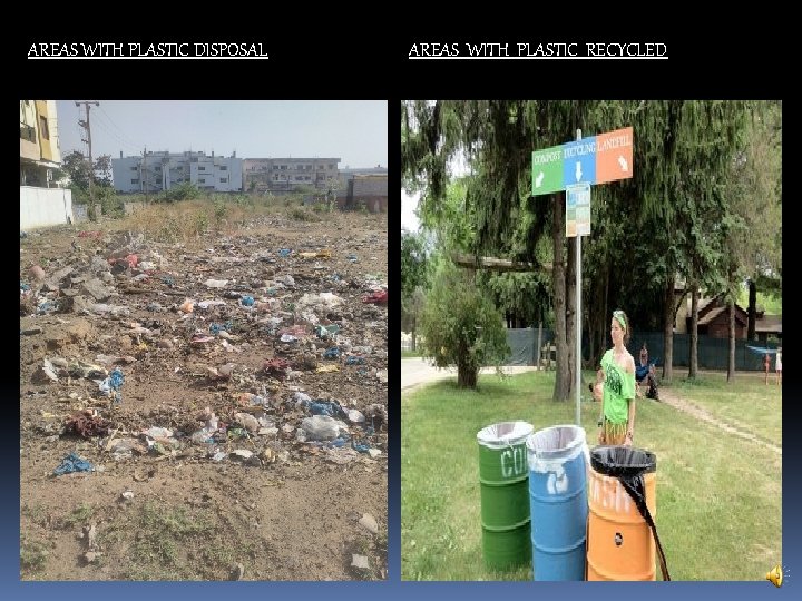 AREAS WITH PLASTIC DISPOSAL AREAS WITH PLASTIC RECYCLED 