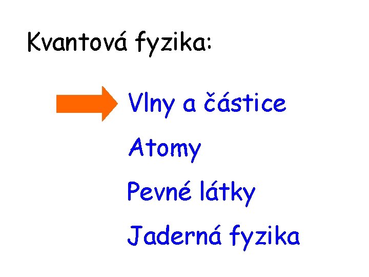 Kvantová fyzika: Vlny a částice Atomy Pevné látky Jaderná fyzika 