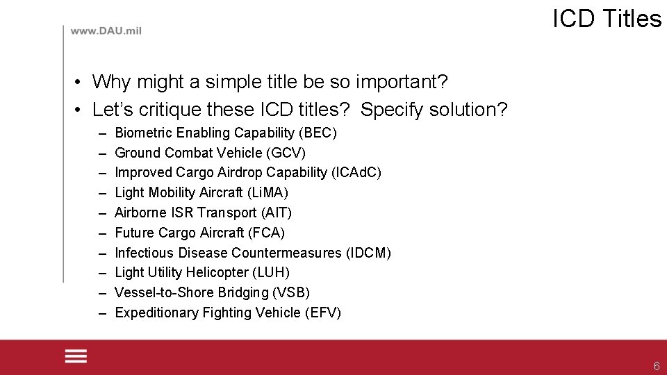 ICD Titles • Why might a simple title be so important? • Let’s critique