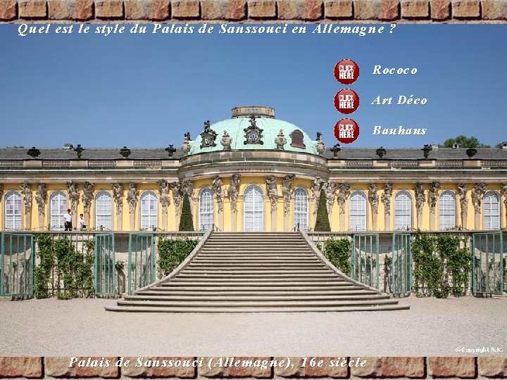 Quel est le style du Palais de Sanssouci en Allemagne ? Rococo Art Déco