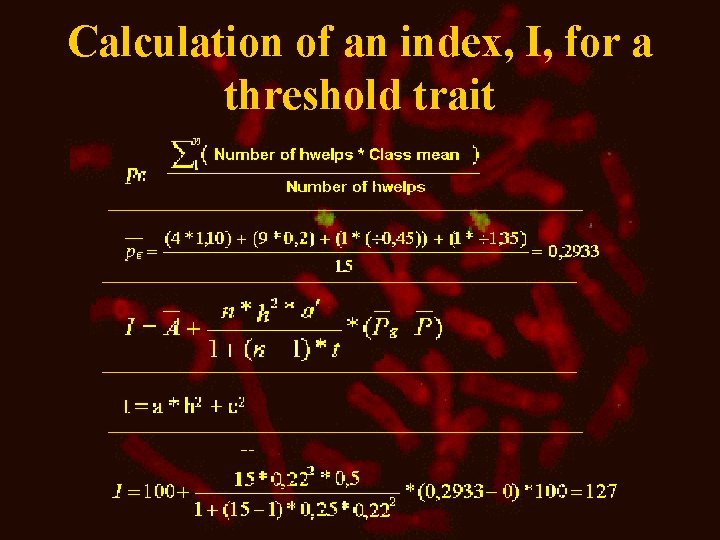 Calculation of an index, I, for a threshold trait 