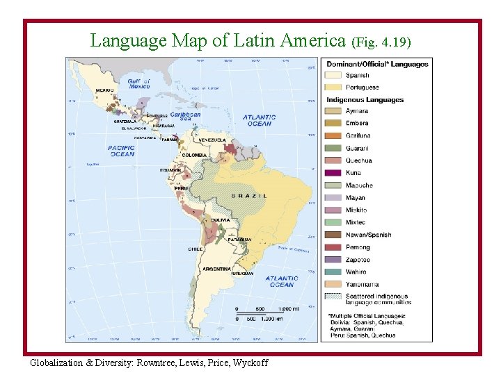 Language Map of Latin America (Fig. 4. 19) Globalization & Diversity: Rowntree, Lewis, Price,
