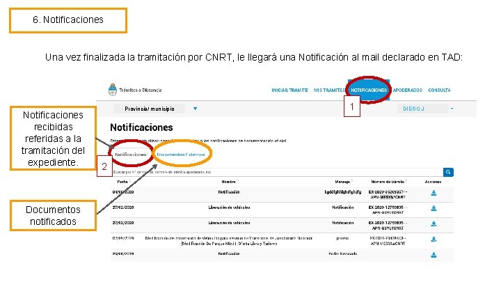6. Notificaciones Una vez finalizada la tramitación por CNRT, le llegará una Notificación al