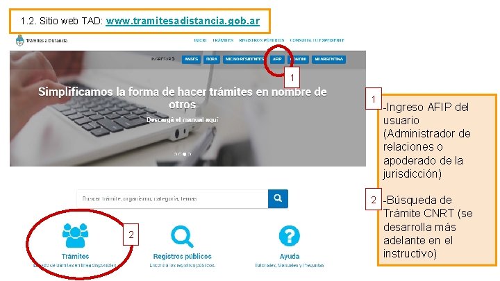 1. 2. Sitio web TAD: www. tramitesadistancia. gob. ar 1 1 -Ingreso AFIP del