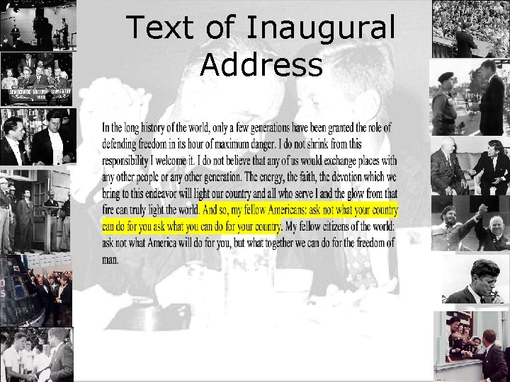Text of Inaugural Address 