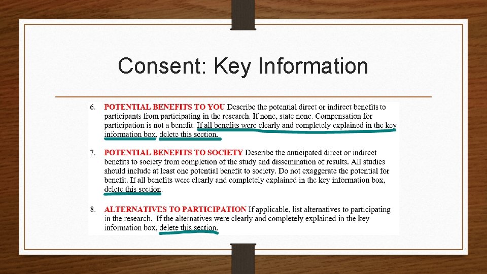 Consent: Key Information 