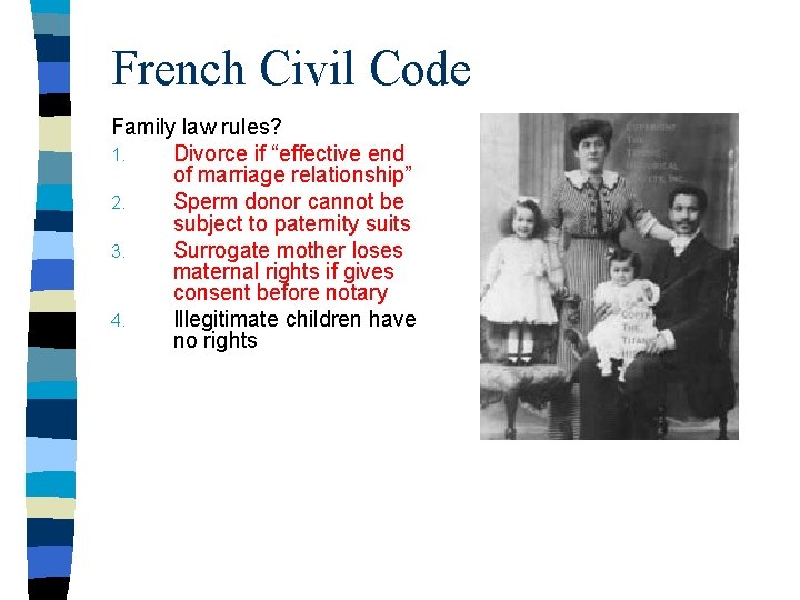 French Civil Code Family law rules? 1. Divorce if “effective end of marriage relationship”