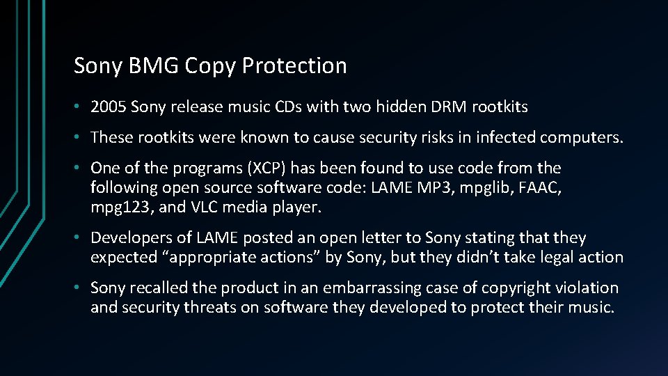 Sony BMG Copy Protection • 2005 Sony release music CDs with two hidden DRM