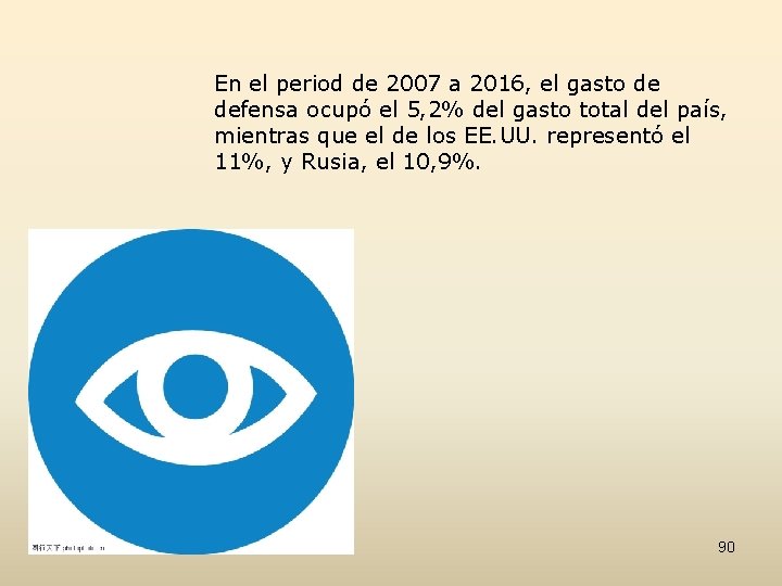 En el period de 2007 a 2016, el gasto de defensa ocupó el 5,