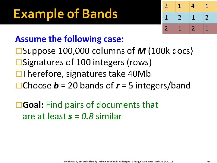 Example of Bands 2 1 4 1 1 2 2 1 Assume the following