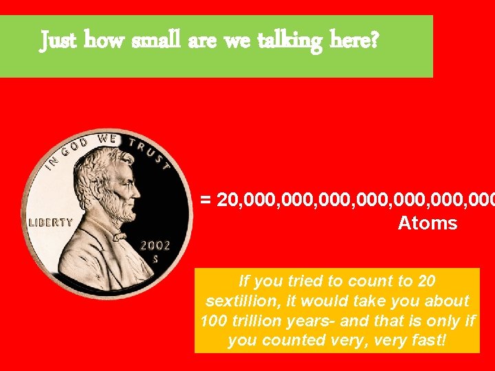 Just how small are we talking here? = 20, 000, 000, 000 Atoms If