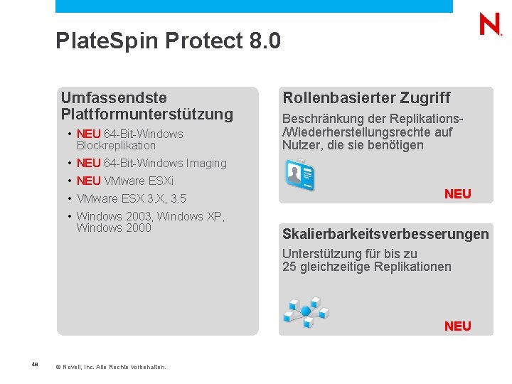  Plate. Spin Protect 8. 0 Umfassendste Plattformunterstützung • NEU 64 -Bit-Windows Blockreplikation Rollenbasierter