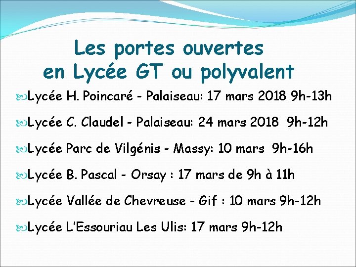 Les portes ouvertes en Lycée GT ou polyvalent Lycée H. Poincaré - Palaiseau: 17