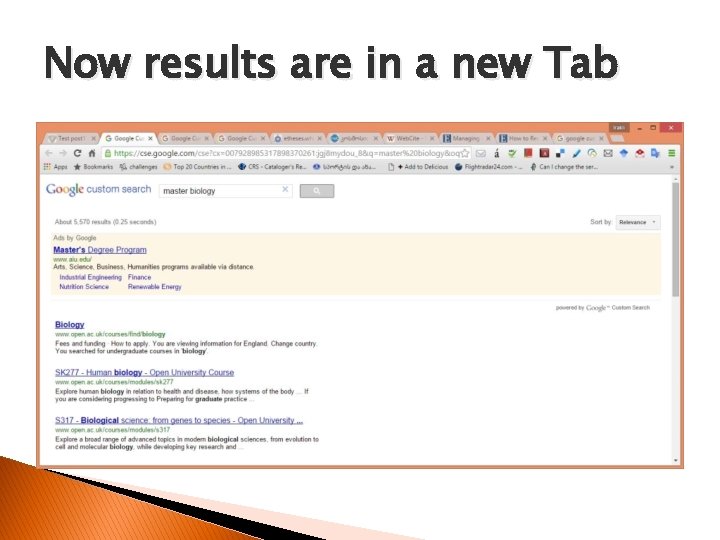 Now results are in a new Tab 