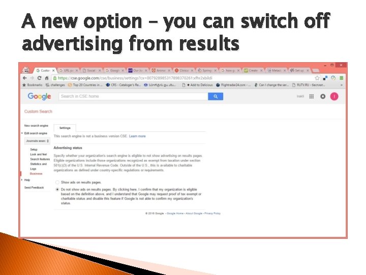 A new option – you can switch off advertising from results 