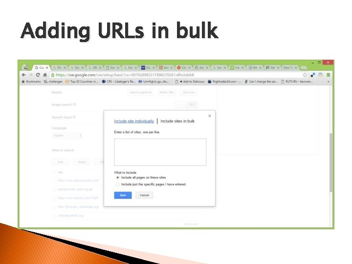 Adding URLs in bulk 