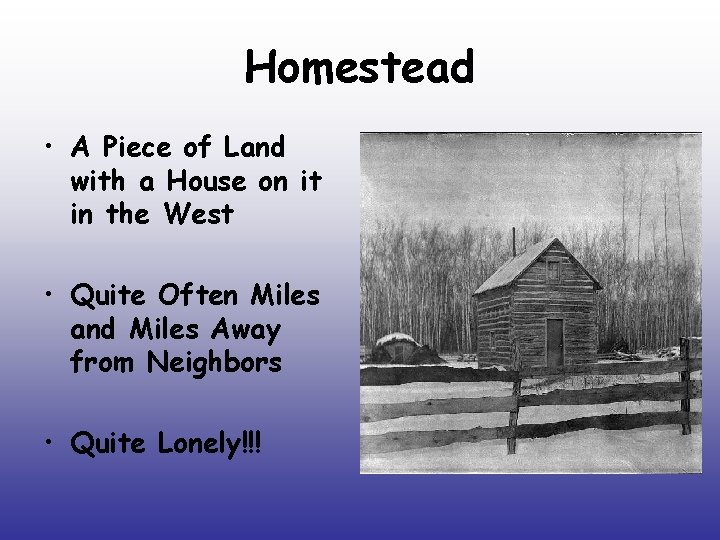 Homestead • A Piece of Land with a House on it in the West