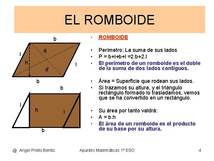 EL ROMBOIDE b d l h l d’ b b l h l b EL ROMBOIDE b d l h l d’ b b l h l b