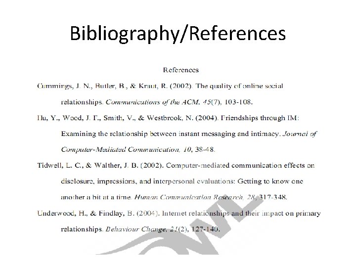 Bibliography/References 