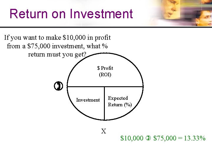 Return on Investment If you want to make $10, 000 in profit from a Return on Investment If you want to make $10, 000 in profit from a