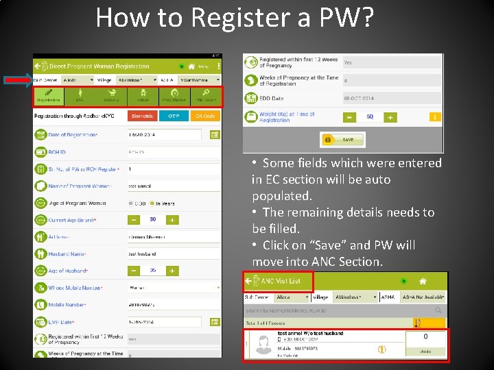 How to Register a PW? • Some fields which were entered in EC section