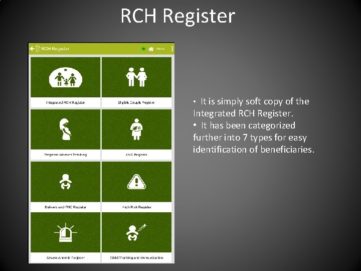 RCH Register • It is simply soft copy of the Integrated RCH Register. •