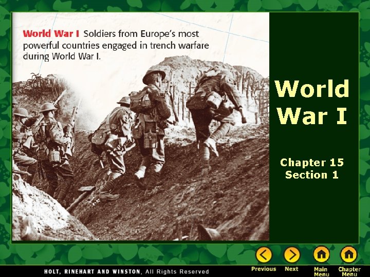 World War I Chapter 15 Section 1 World