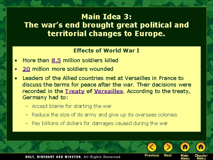 World War I Chapter 15 Section 1 World