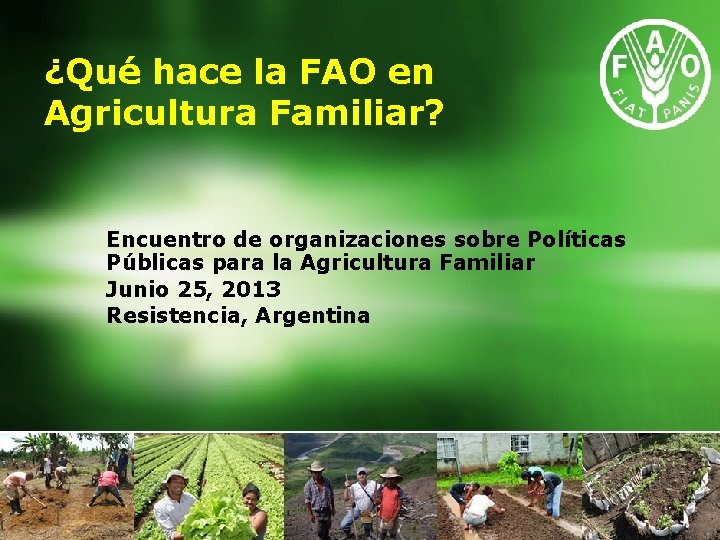 ¿Qué hace la FAO en Agricultura Familiar? Encuentro de organizaciones sobre Políticas Públicas para