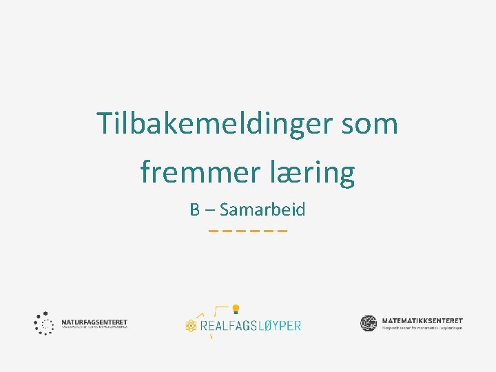 Tilbakemeldinger som fremmer læring B – Samarbeid 