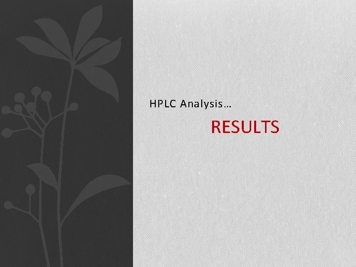 HPLC Analysis… RESULTS 