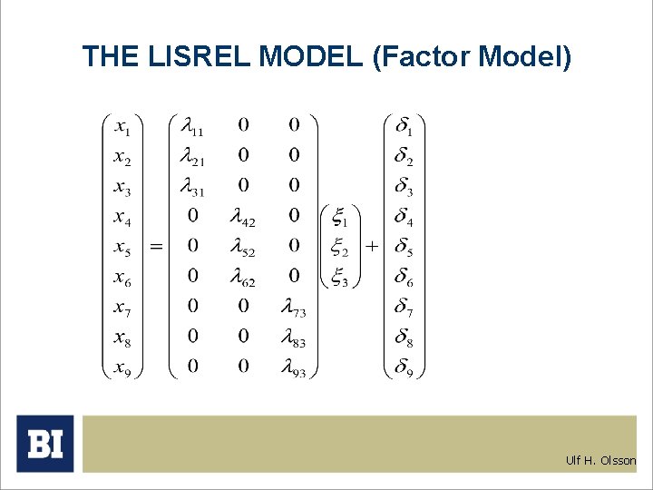 THE LISREL MODEL (Factor Model) Ulf H. Olsson 