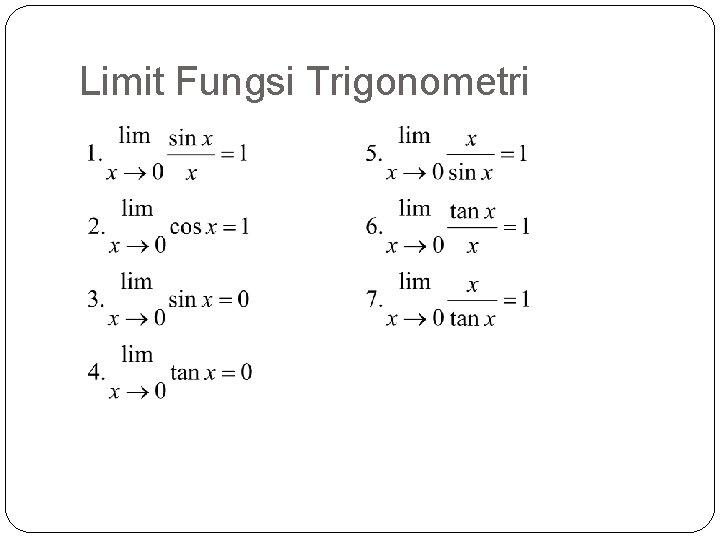 Limit Fungsi Trigonometri 