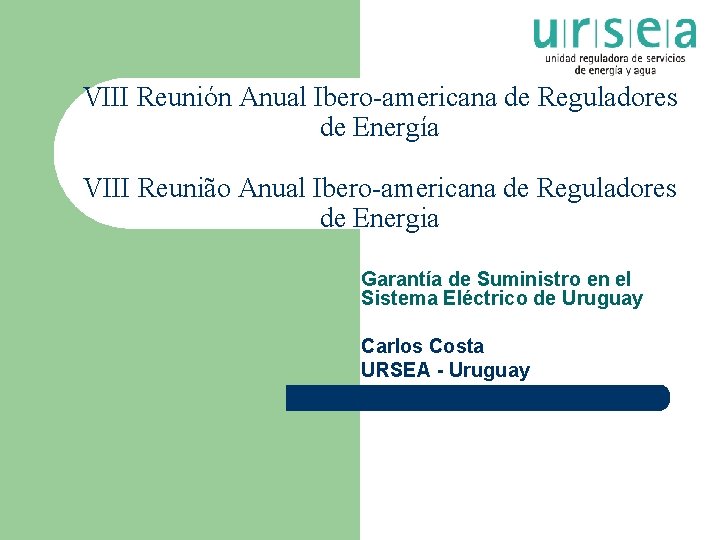 VIII Reunión Anual Ibero-americana de Reguladores de Energía VIII Reunião Anual Ibero-americana de Reguladores