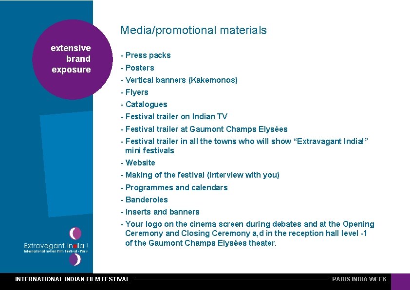 Media/promotional materials extensive brand exposure - Press packs - Posters - Vertical banners (Kakemonos)