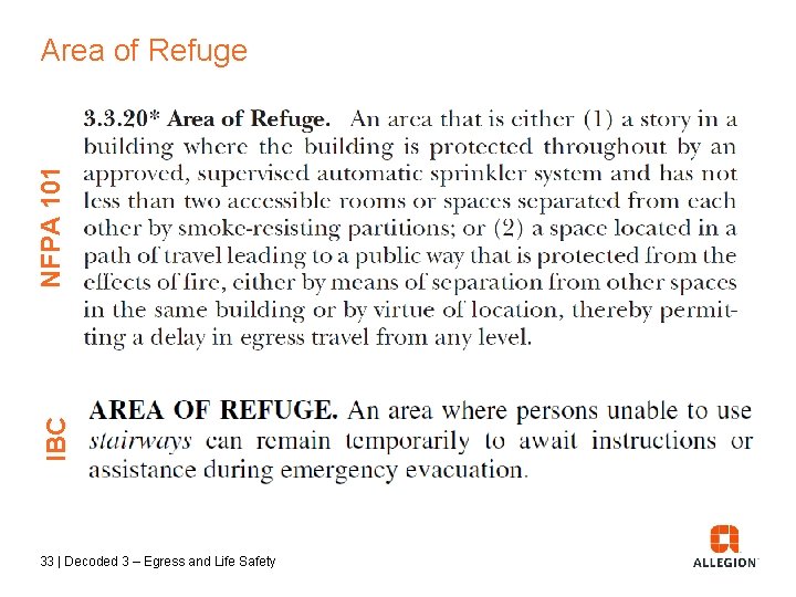 IBC NFPA 101 Area of Refuge 33 | Decoded 3 – Egress and Life