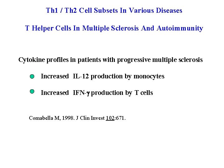 Th 1 / Th 2 Cell Subsets In Various Diseases T Helper Cells In