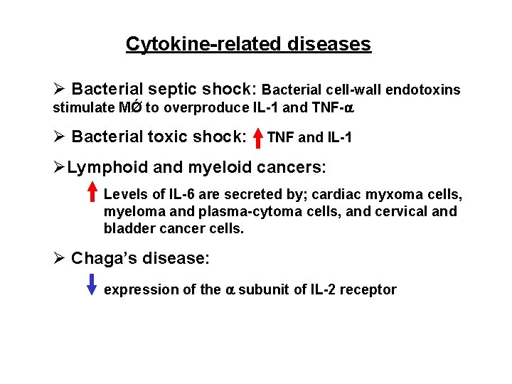 Cytokine-related diseases Ø Bacterial septic shock: Bacterial cell-wall endotoxins stimulate MǾ to overproduce IL-1