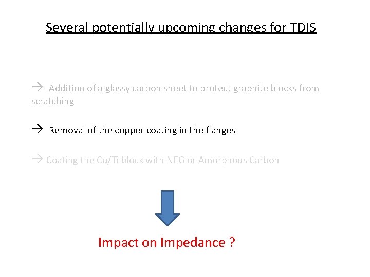 Several potentially upcoming changes for TDIS Addition of a glassy carbon sheet to protect