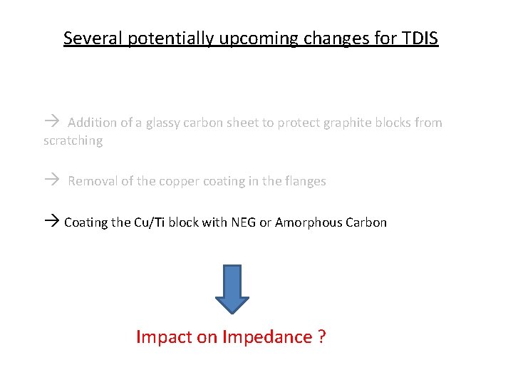 Several potentially upcoming changes for TDIS Addition of a glassy carbon sheet to protect