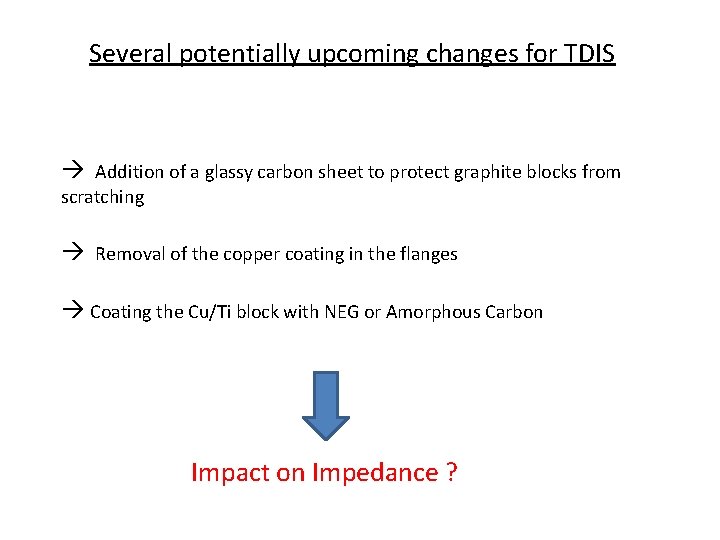 Several potentially upcoming changes for TDIS Addition of a glassy carbon sheet to protect